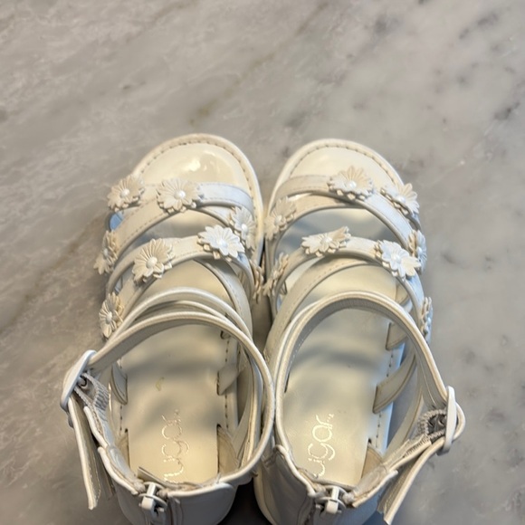 Sugar White Floral Sandals with Ankle Straps - Picture 1 of 3